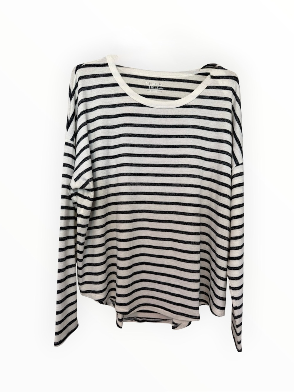 NWT Striped Long-Sleeve Crewneck Top - Black & White
